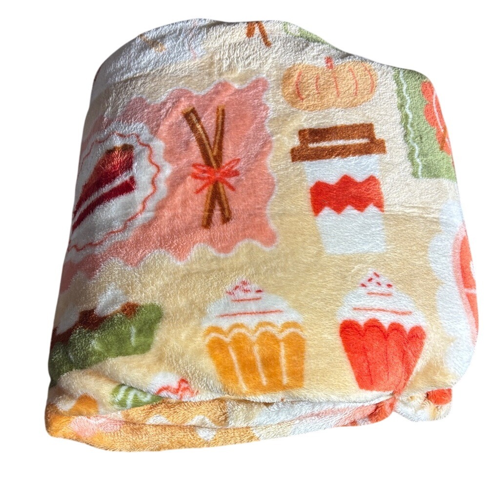 All Things Pumpkin Spice Fall Autumn Plush Throw Blanket Oversized 5'x6' Big One